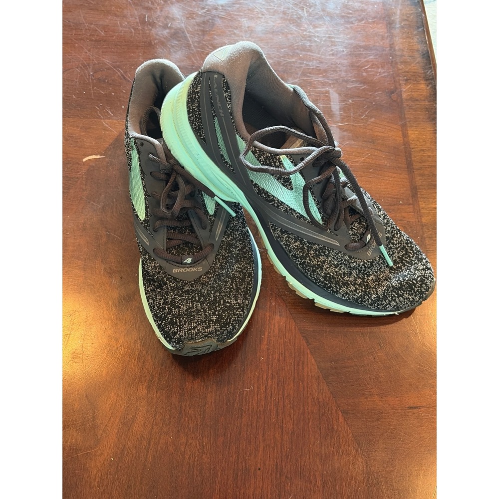 Brooks Launch 4 Womens Running Shoes Black Mint Green Marled Sneakers Size 9.5